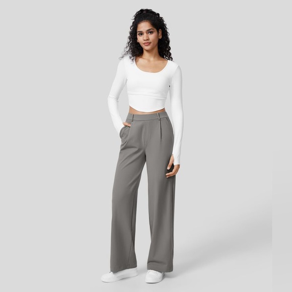 Halara High Waisted Plicated Side Pocket Straight Leg Work Pants NEW!!☑️ - Picture 6 of 11